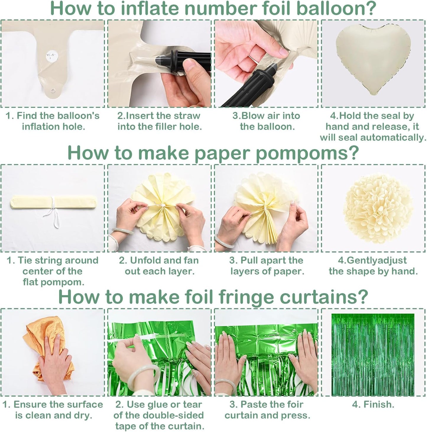 Sage Green 25th Birthday Decorations for Him Gold Number 25 Balloon Nude Gold Happy Birthday Banner Fringe Curtain Paper Pom Poms Olive Green Cream White Sand Star Foil Balloons Party Decor