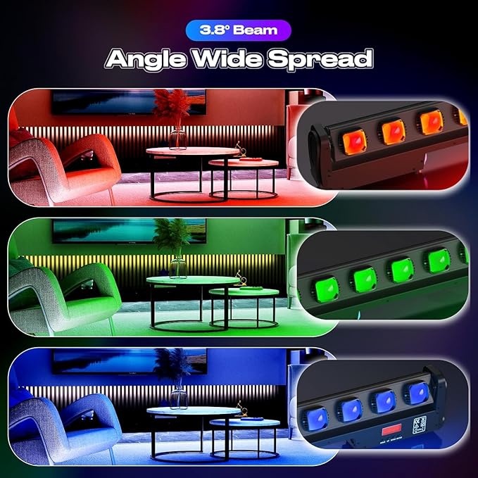 4 in 1 LED Wall Washer Light,250W Moving Head Light Dj Lights Bar Alloy Y axis 120° Beam Protection IP20 Stage Lights Bar with DMX Control Auto Sound Activated for Wedding Party