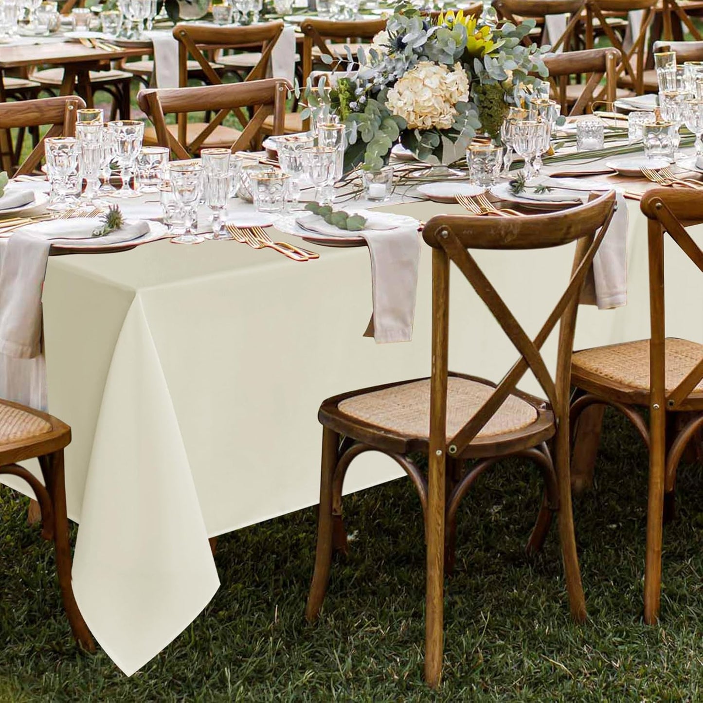 Fitable 10 Pack Rectangle Tablecloths: Stain Resistant Wrinkle Free Fabric Table Clothes, Washable Reusable Polyester Table Covers for Wedding Party Birthday Banquet Reception(Ivory, 70x120 Inch)