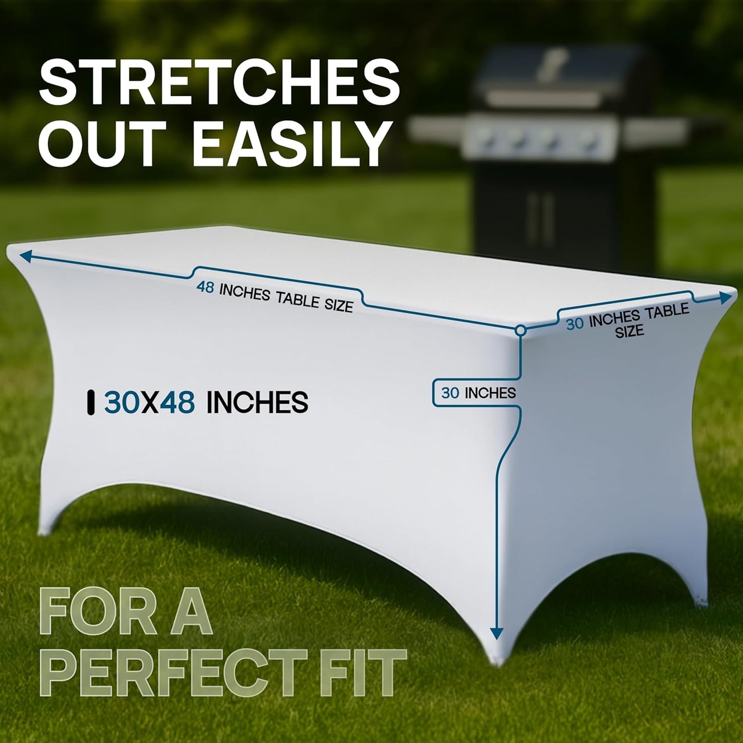 Stretch Spandex Table Covers 4FT, Pack of 2 Fitted Tablecloths for Rectangle Tables, Stretchy Wrinkle Resistant Folding Table Cover, White