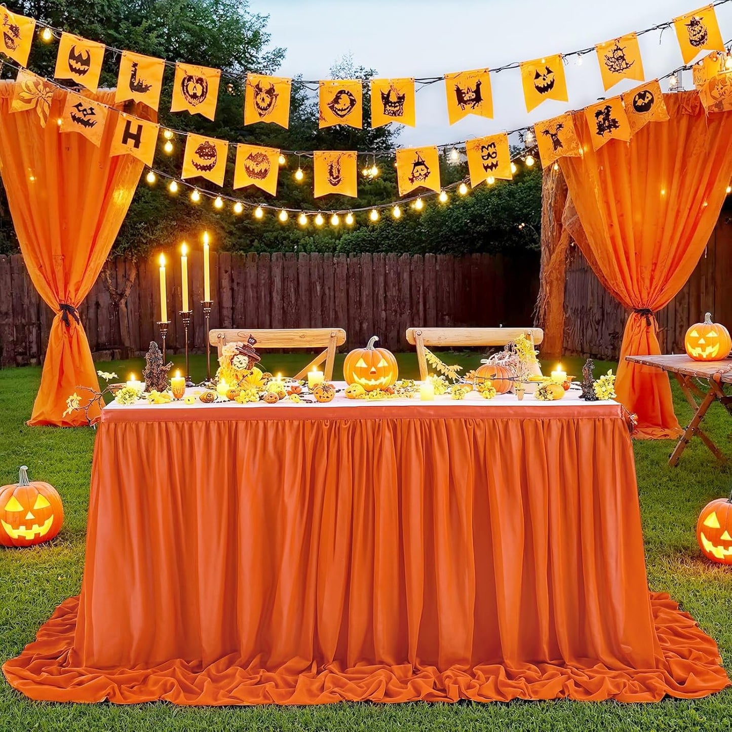Chiffon Table Skirt Terracotta 9ft Sheer Tablecloth for Party Wedding Baby Shower Birthday Halloween Cake Dessert Decoration