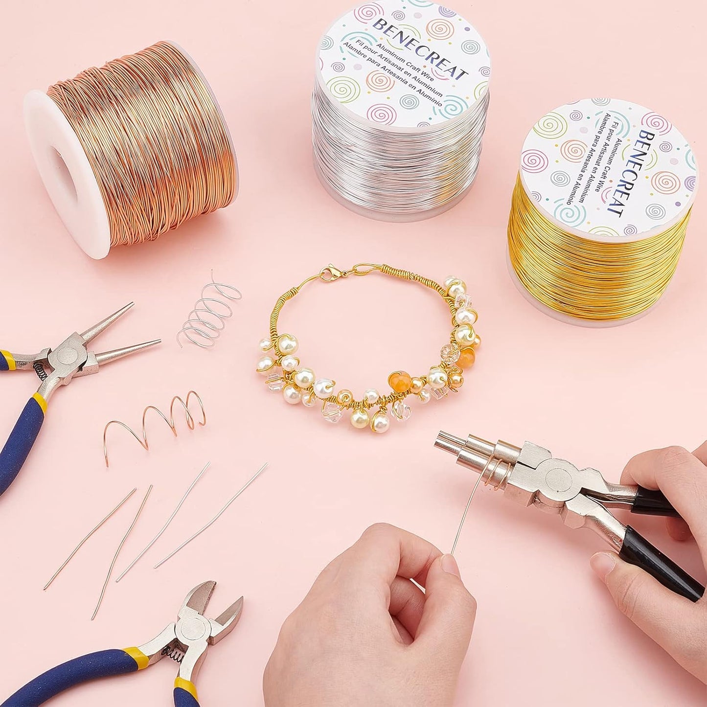 BENECREAT 20 Gauge 770FT Colored Aluminum Craft Wire - Deep Sky Blue Floral & Jewelry Beading Wire