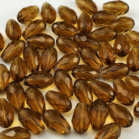 150pcs 4x6mm Teardrop Crystal Glass Beads for Jewelry Making, Faceted Vertical Hole Teardrop Glass Spacer Beads for Wind Chimes Bracelet Earring Necklace DIY Craft(Amber)