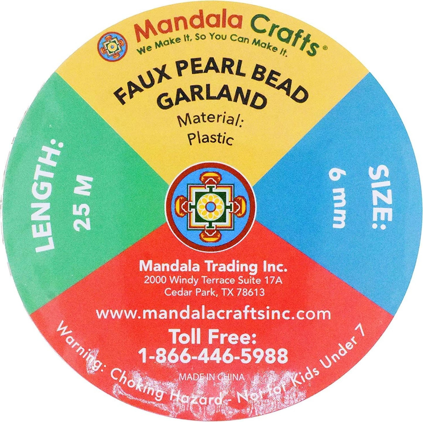 Mandala Crafts 6mm Faux Black Pearl Beads Roll - 27 Yards Strand of Fake Pearls Chain Garlands Spool String for Christmas Tree, Wedding, Party, Vases, DIY Decoration