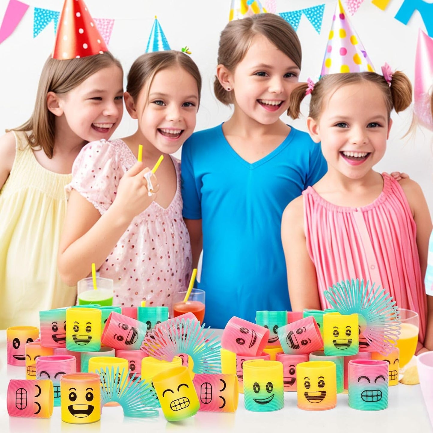 36 Pack Spring Rainbow Magic Fidget Stress Coil Mini Springs Bulk Toys Party Favor For Kids Birthday Carnival Prize Goodie Bag Stuffers For Boys Girls (Smile)