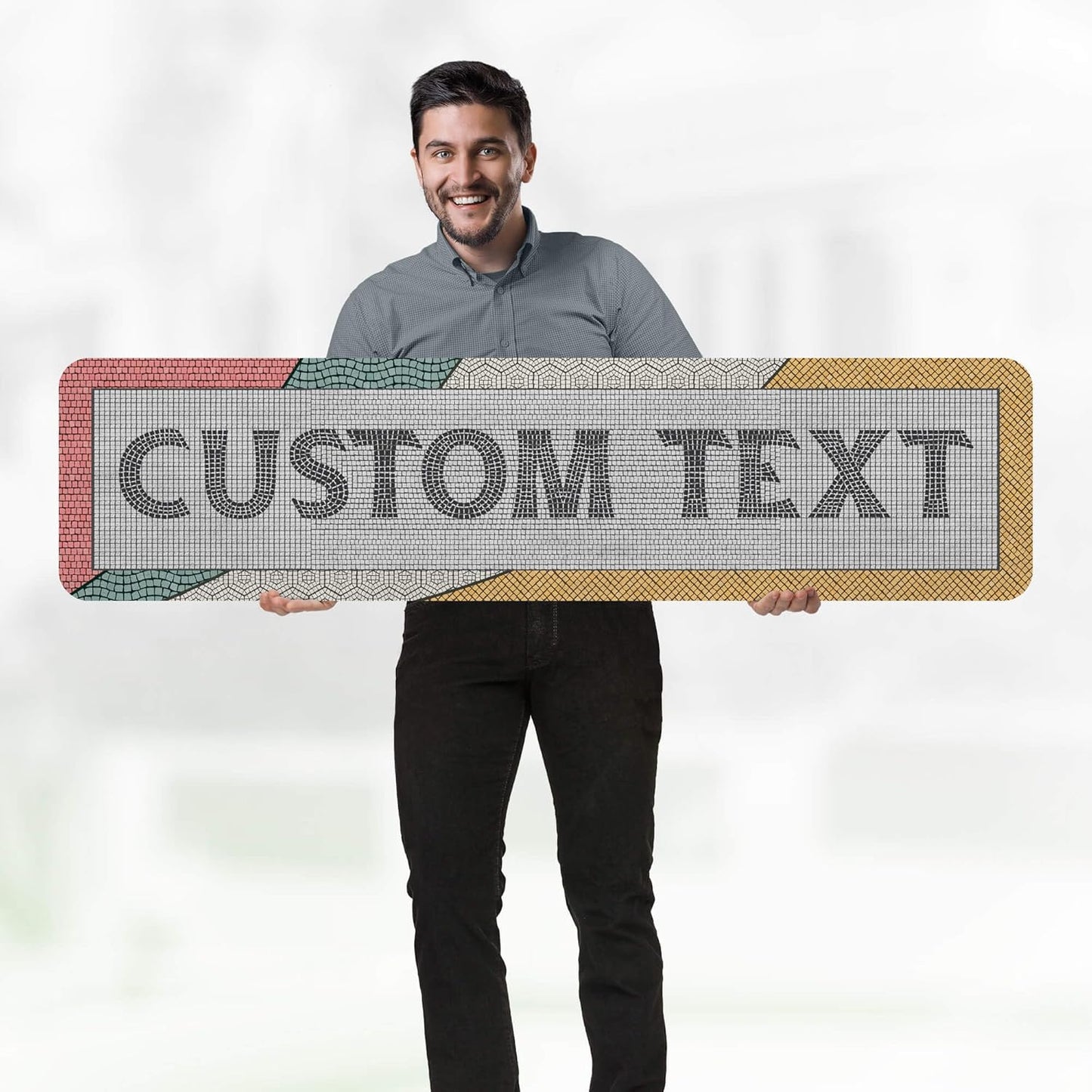 Custom Sign, Custom Street Sign, 11 Font Colors, 13 Font Styles, 4 Hole Options, 22 Sizes, 12x48 Inches, Rust Free DiBound, Fade Resistant, Made in USA by My Sign Center (Fauxsaic 2)