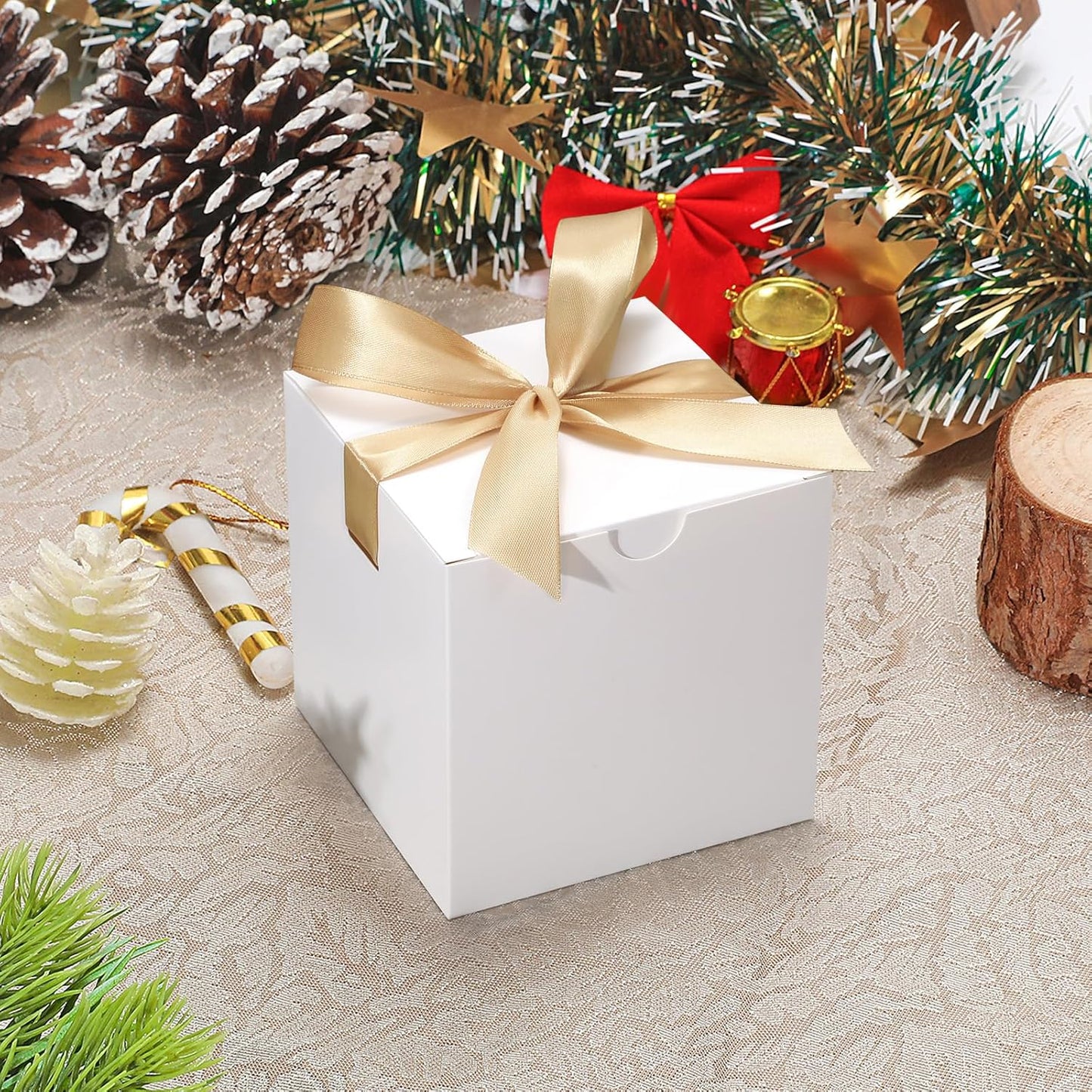 DOYIDE Small Gift Boxes, 20 Pack 5x5x5 Inch White Elegant Paper Boxes with Ribbons, Crafting, Christmas Gift Box Wedding Party Favor, Cupcake, Candy, Bridesmaids Proposal Box