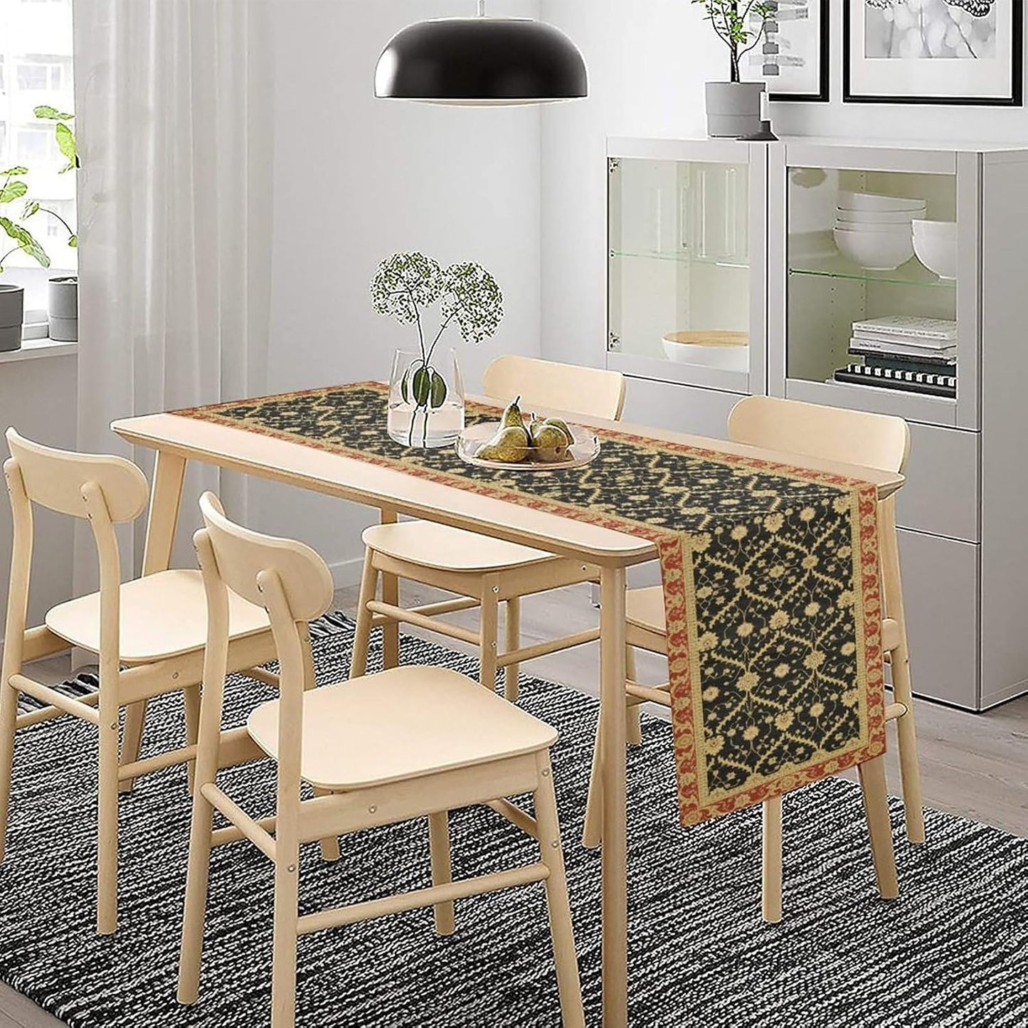 Vintage Morris Floral Table Runner, Boho Rustic Farmhouse Flower Pattern for Home Kitchen Table Decor Dining Coffee Room Party Decor 13x72in