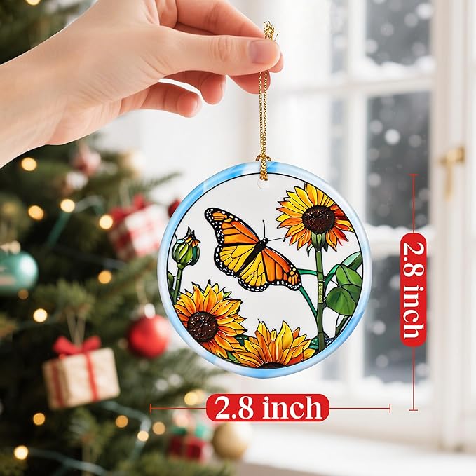 Sunflower Butterfly Ornament, Christmas Ornaments: Christmas Tree Decorations, Holiday Decor, Stocking Stuffers, Gift Ideas, Xmas Gift, Butterfly Lover Gifts & Gifts for Women
