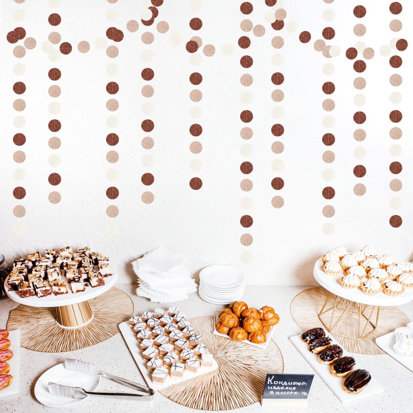 Boho Brown Champagne-Gold Party-Decorations Streamers-Garland - 52ft Fall Rustic Birthday Hanging Paper Banner,Autumn Baby Bridal Showe Neutral Wedding Bachelorette Decor Hugfond