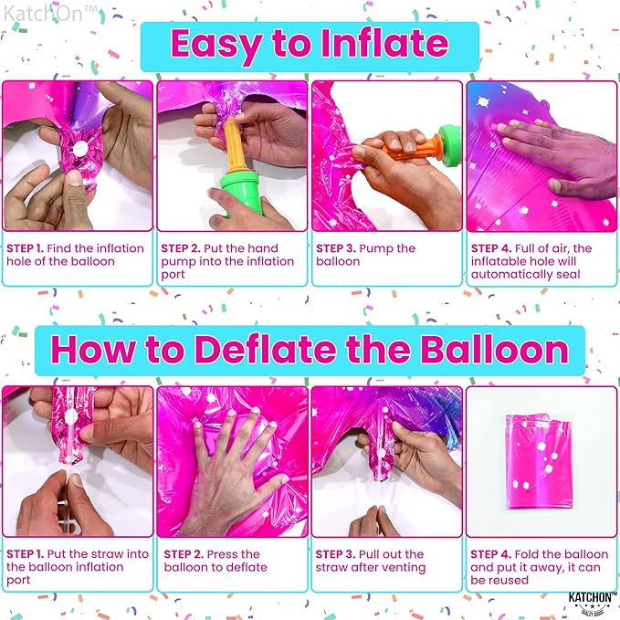 KatchOn, Rainbow Number 5 Balloon - Giant, 40 Inch | Pink Blue Number 5 Balloons | Number 5 Birthday Party Decorations | Foil Galaxy 5 Balloon number for 5th Birthday | Happy Anniversary Decorations