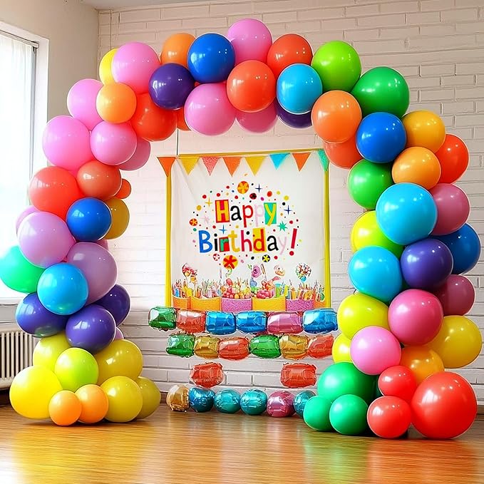 105pcs Rainbow Latex Balloons, 12 inches Assorted color ballons, Round Helium Bright Color Balloons for Birthday Baby Shower Wedding Party Decorations