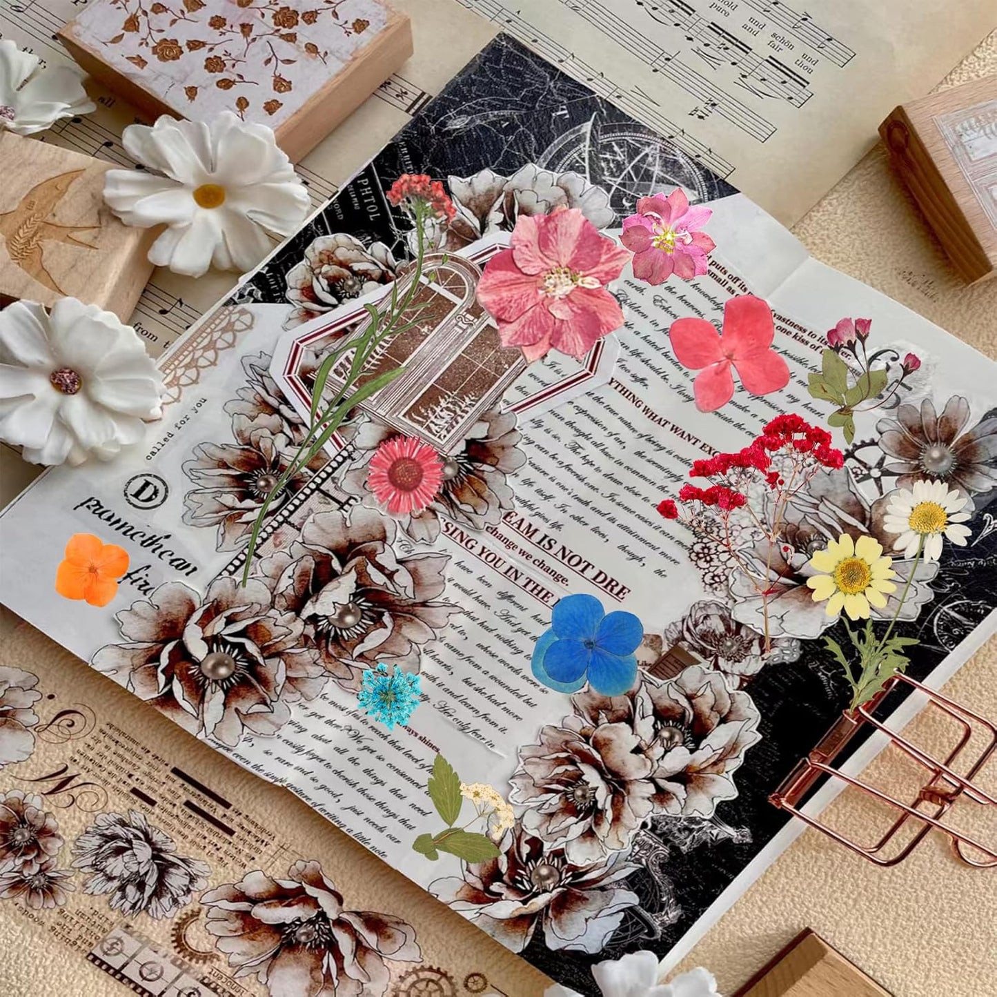 120Pcs Dried Pressed Flowers for Resin Mould Dry Flower Real Leaves Bulk with Tweezers Natural Herbs Kit for Scrapbooking DIY Art Crafts Candle Jewelry Making Nails Floral Decoration(Multicolor)