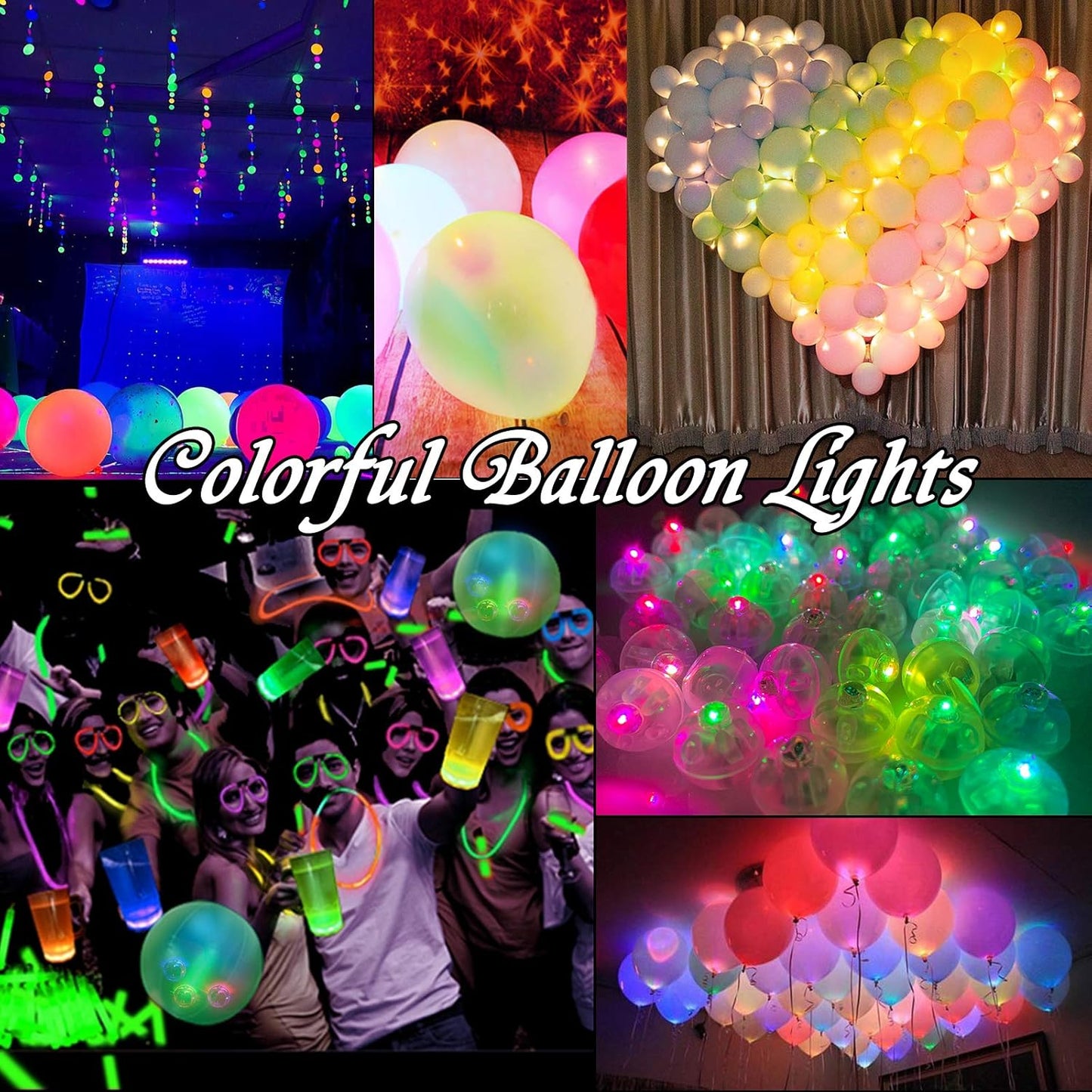 50pcs Multicolor LED Balloon Lights, Rainbow-Colored Round LED Flash Mini Ball Lights for Paper Lanterns, Balloons, Indoor/Outdoor Party, Event, Wedding, Halloween, Christmas Decorations