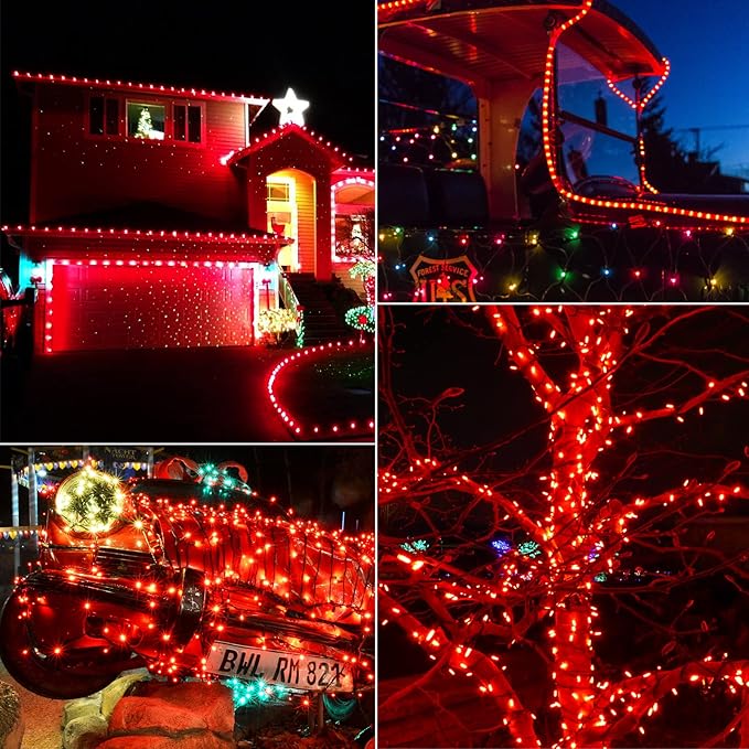 C7 Red Christmas LED String Lights, 25Ft C7 Outdoor String Lights with 26 Bulbs(1 Spare), Commercial Havy Duty for Christmas Tree Lights for Holidays Backyard Cafe Party Wedding Home Decorations