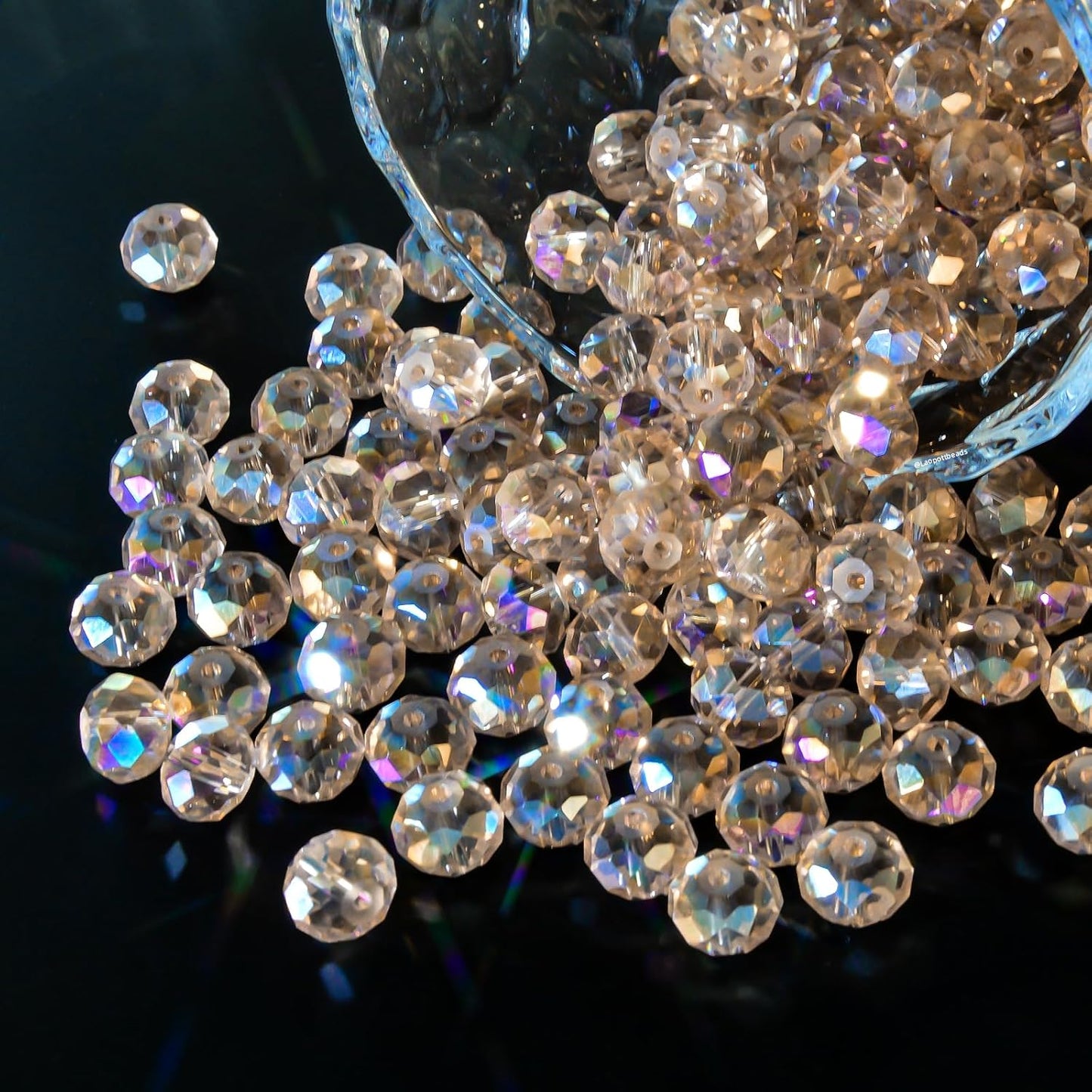 220Pcs 10mm Crystal Glass Beads for Jewelry Making Beads for Bracelets Necklace Pendants Making Supplies(Silver Champagner)