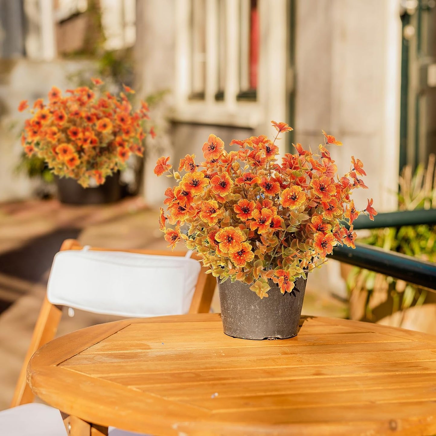 12 Bundles Artificial Fall Flowers Fake Plastic Plants Indoor Outside Hanging Planter No Fade Faux Autumn Plants Thanksgiving Home Garden Fireplace Décor (Fall with Flowers)