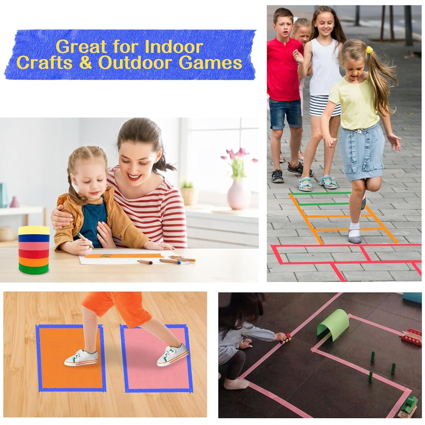 SWRT Colored Masking Tape 6-Pack, 0.7 Inch x 16 Yards Each Roll Rainbow Painter’s Tape Set for Arts, Crafts, Labeling & Teacher – Easy Tear, Residue-Free, Vibrant Colors