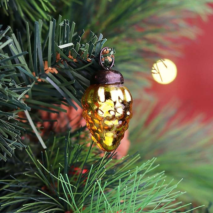 IndianShelf 50 Pieces Red & Gold Glass Vintage Christmas Ornaments Mini Bulk Decorative Ornaments for Halloween, Christmas Tree, New Year, Valentine Day, Holidays, Event and Wedding (25 * 2 Boxes)