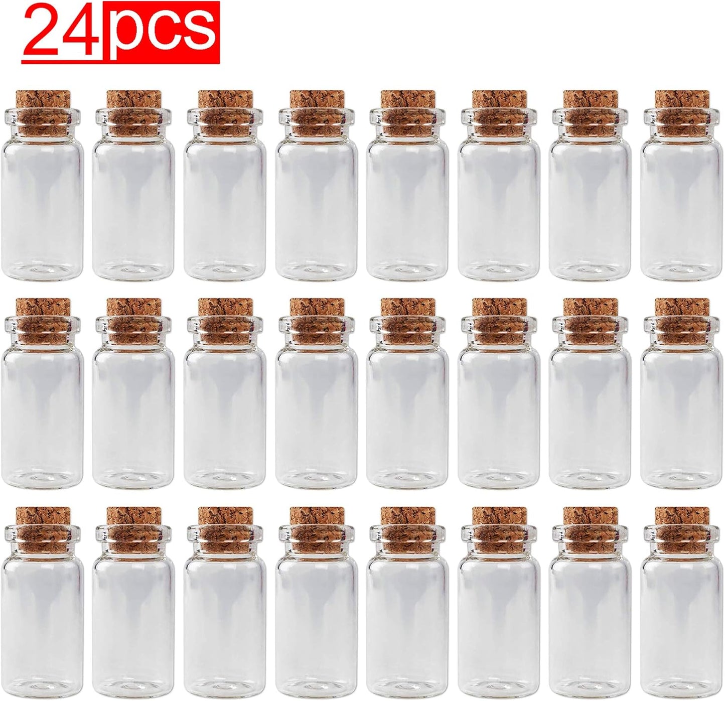 Super Z Outlet Mini Clear Glass Jars Bottles with Cork Stoppers for Arts & Crafts, Projects, Decoration, Party Favors - Size: 1-1/2" Tall X 3/4 Inches Diameter (24 Count)
