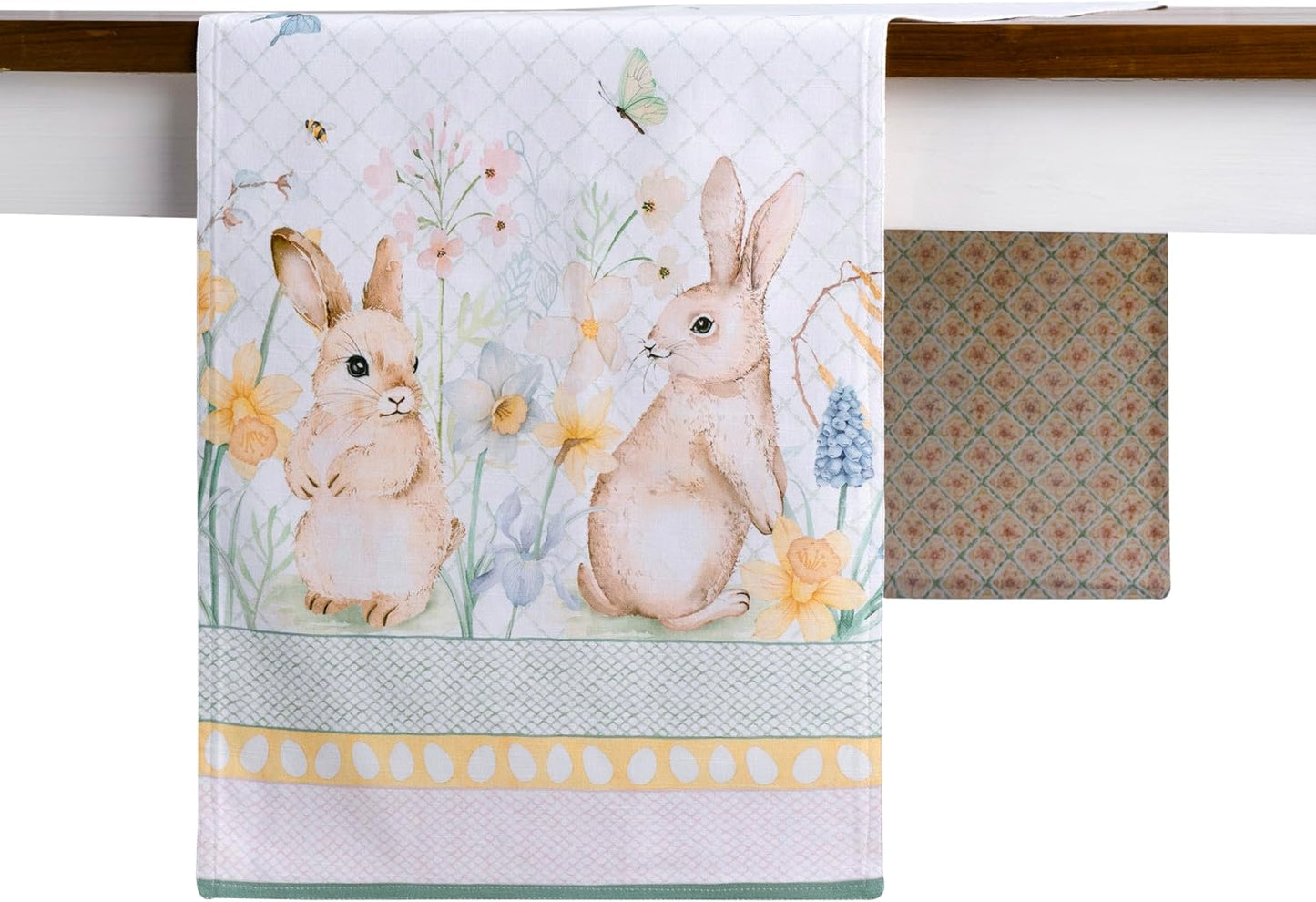 Maison d' Hermine Table Runner 100% Cotton Double Layer Table Runners 108 inches Long Decorative for Home Kitchen Dining Party Wedding Bridal Shower Spring Summer (Easter Dew , 14.50" x 108")