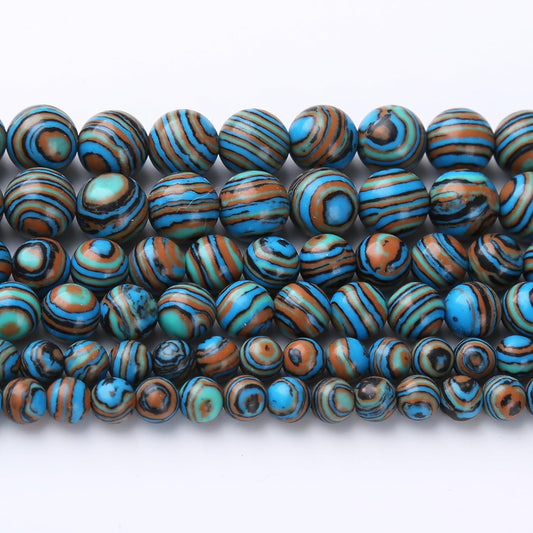 Blue Peacock Turquoise Stone Beads Gemstone Round Crystal Energy Jade Beads Stone Beads for Jewelry Making DIY Bracelet Necklace Jewelry Making 1 Strand 15.5inch 35PCS 10MM