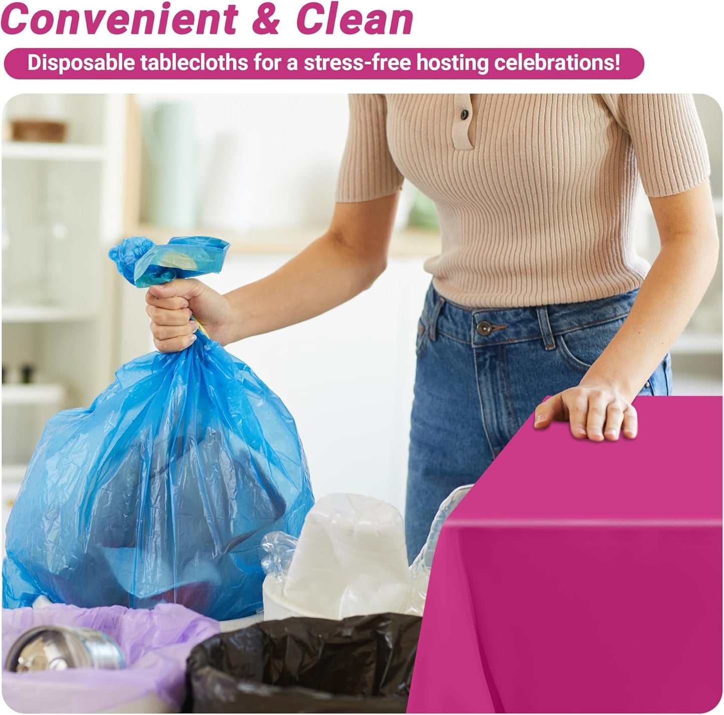 QZYL 4 PCS Rose Red Plastic Tablecloths for Rectangle Tables, 54 x 108 Inches Stain Resistant Table Cover of Baby Shower Decorations, Disposable Tablecloth for Parties, Weddings, Birthday Tablecloth