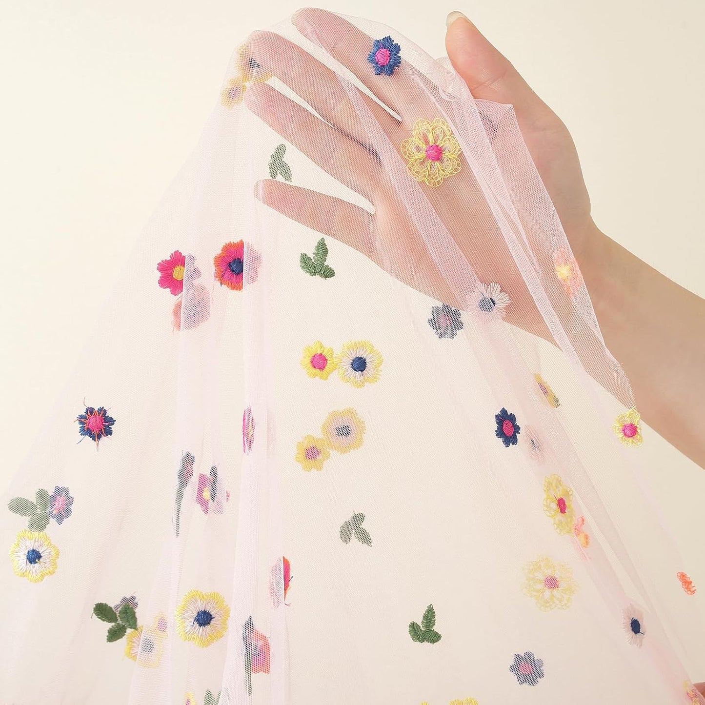 Pink Flower Tulle Table Runner 29x120 Inch Embroidery Florals Soft Sheer Tulle Fabric for Wildflower Party and Baby in Bloom Baby Shower Decorations