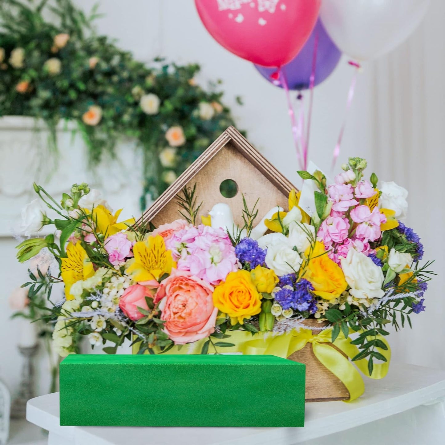 Max Shape Pack of 2 Large Size Floral Foam Blocks for Fresh and Artificial Flowers (9” L x 4” W), Wet Florist Foam Blocks for Wedding Holiday Decorations (2 Pack)