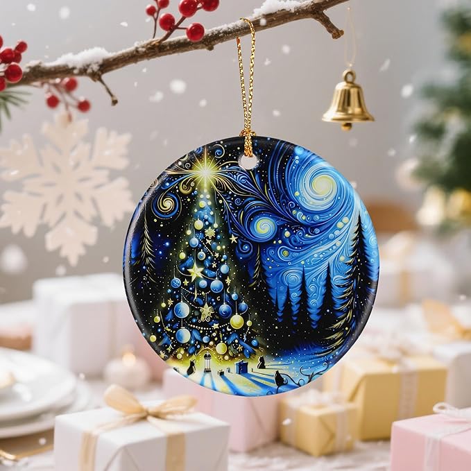 Starry Night Ornament – Christmas Ornament, Christmas Tree Ornament, & Perfect Holiday Decor | Gifts for Art Lover, Gift Exchange, Gift Idea - Xmas Tree