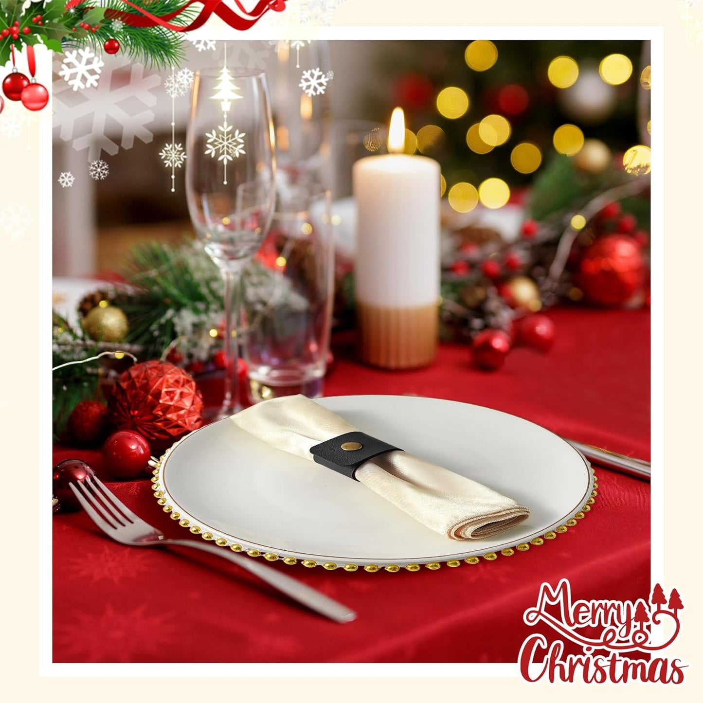 APTWOW Leather Napkin Rings Set of 12 - Fall Thanksgiving Napkin Holder, Black Halloween Vintage Farmhouse Napkin Rings Bulk for Wedding Party Birthday Banquet Table Decor and Daily Use