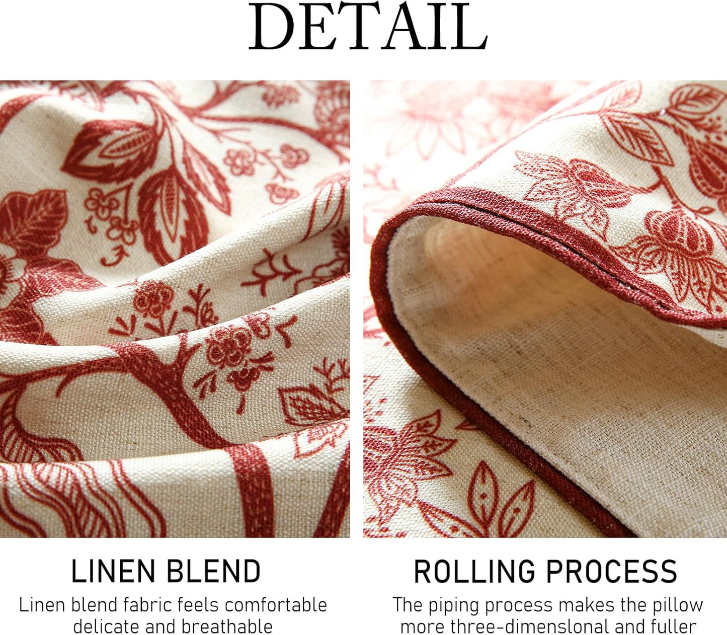 ISAENNE Designer Chinoiserie Elegant Linen Table Runner 102 Inches Long,Red Floral Pattern Decor Table Runners for Thanksgiving,Dining Room,Banquet,Kitchen Tables,Christmas,12"*102"-Ruyi A