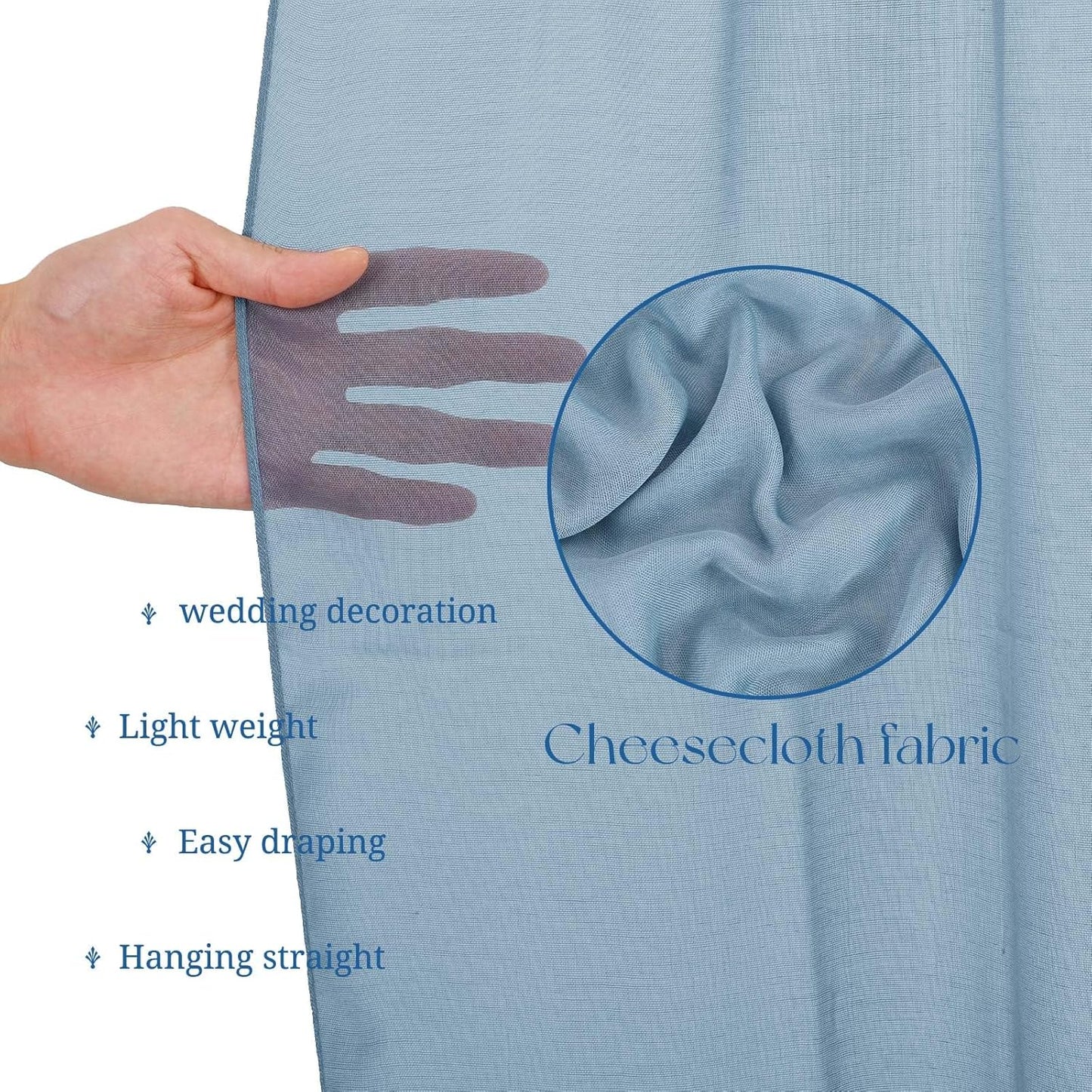 6 Panels Dusty Blue Ceiling Drapes for Wedding, 5ftx20ft Ceiling Drapes Cheesecloth Sheer Fabric Curtain Wedding Arch Draping Fabric Romantic Ceilings Decorations for Weddings Party Ceremony Stage