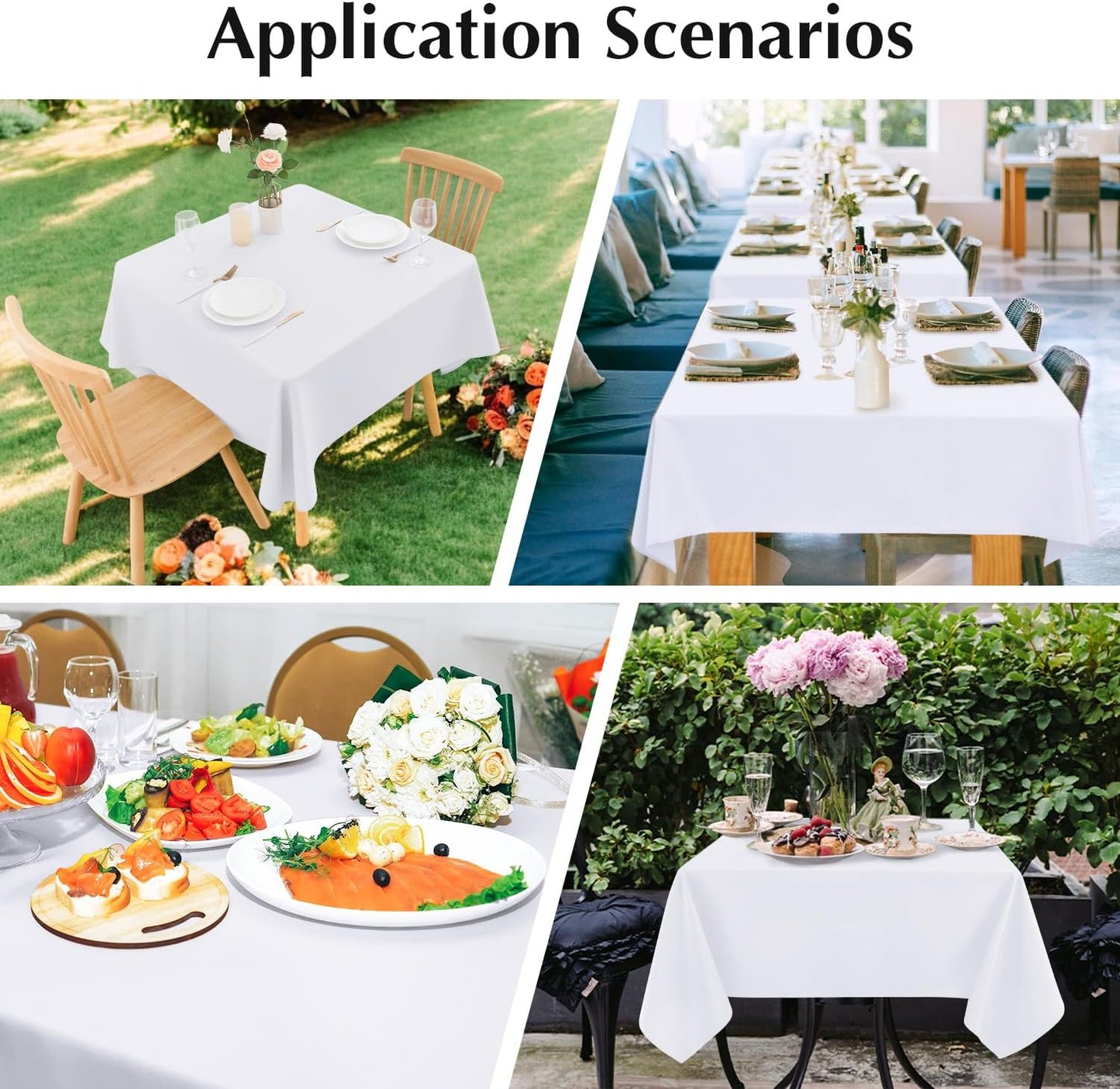 2 Pack Square Table Cloth 48X48 Inch White Washable Fabric Tablecloth Polyester Solid Dining Table Cover for Birthday Party Dinner Holiday Outdoor Indoor