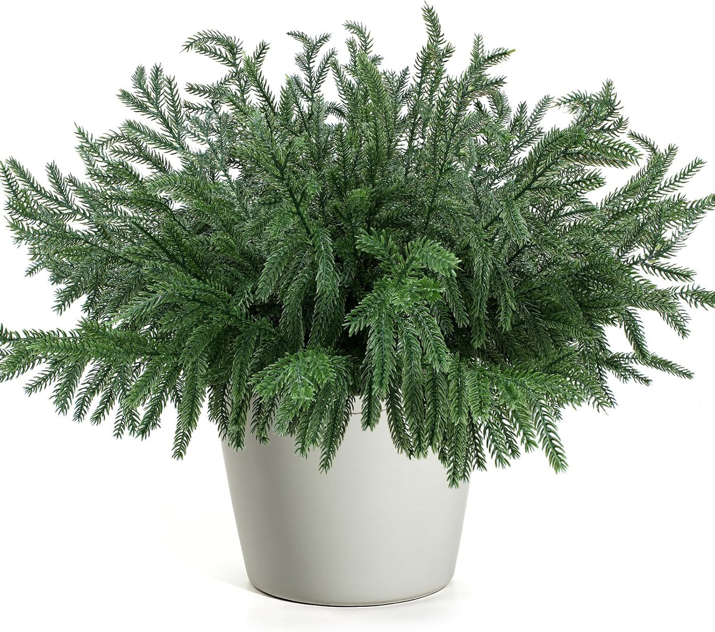 12 Pcs Christmas Norfolk Pine Branches, Artificial Pine Christmas Stems Real Touch Faux Greenery Pine Picks for Vase DIY Garland Wreath Home Indoor Outdoor Decoration