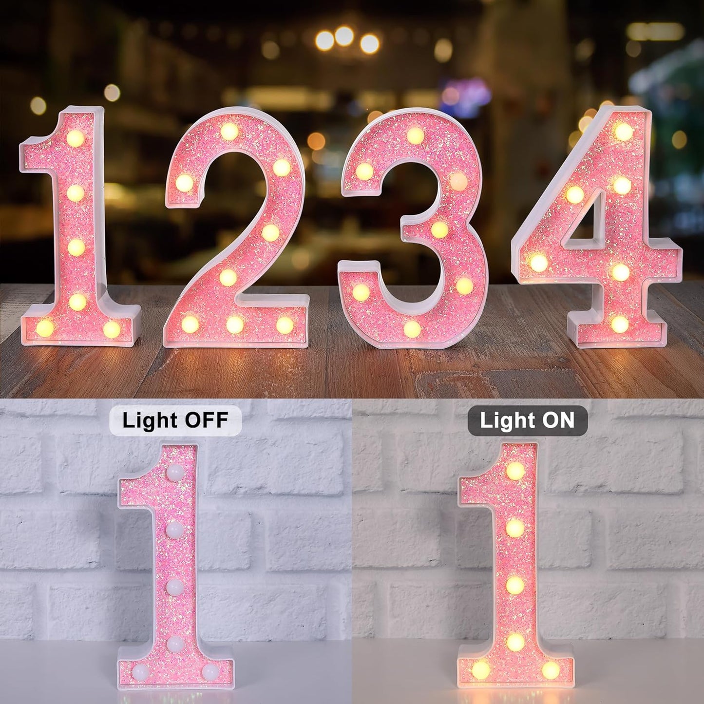 Foaky Pink Light up Letters，Pink Party Decorations,Girls Room Decor,Glitter Marquee Numbers,Alphabet Letter Sign for Night Light Birthday Party Girls Gifts, Home Bar Decoration (1)