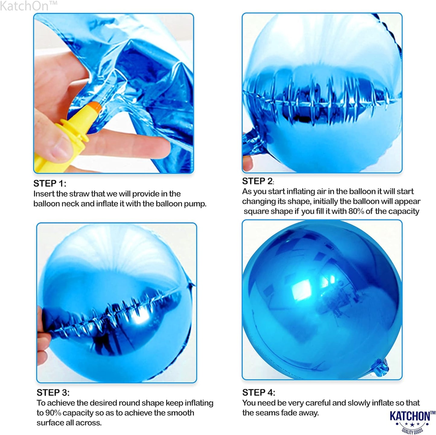 KatchOn, Large Blue Mylar Balloons - 22 Inch, Pack of 6 | Royal Blue Metallic Balloons for Party Decorations | Blue Foil Balloon For Gender Reveal, Baby Shower, Birthday Decorations