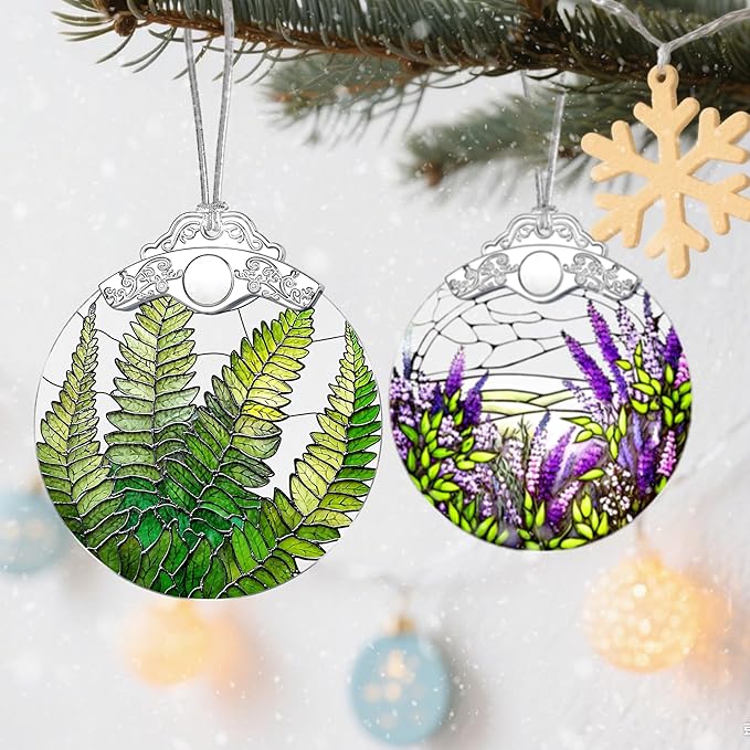 Fern Plant Ornament, Stained Glass Christmas Decorations, Christmas Ornaments for Tree, Holiday Ornament, Gifts for Plant Lovers, Holiday Party Gifts, Gift Ideas & Xmas Gift