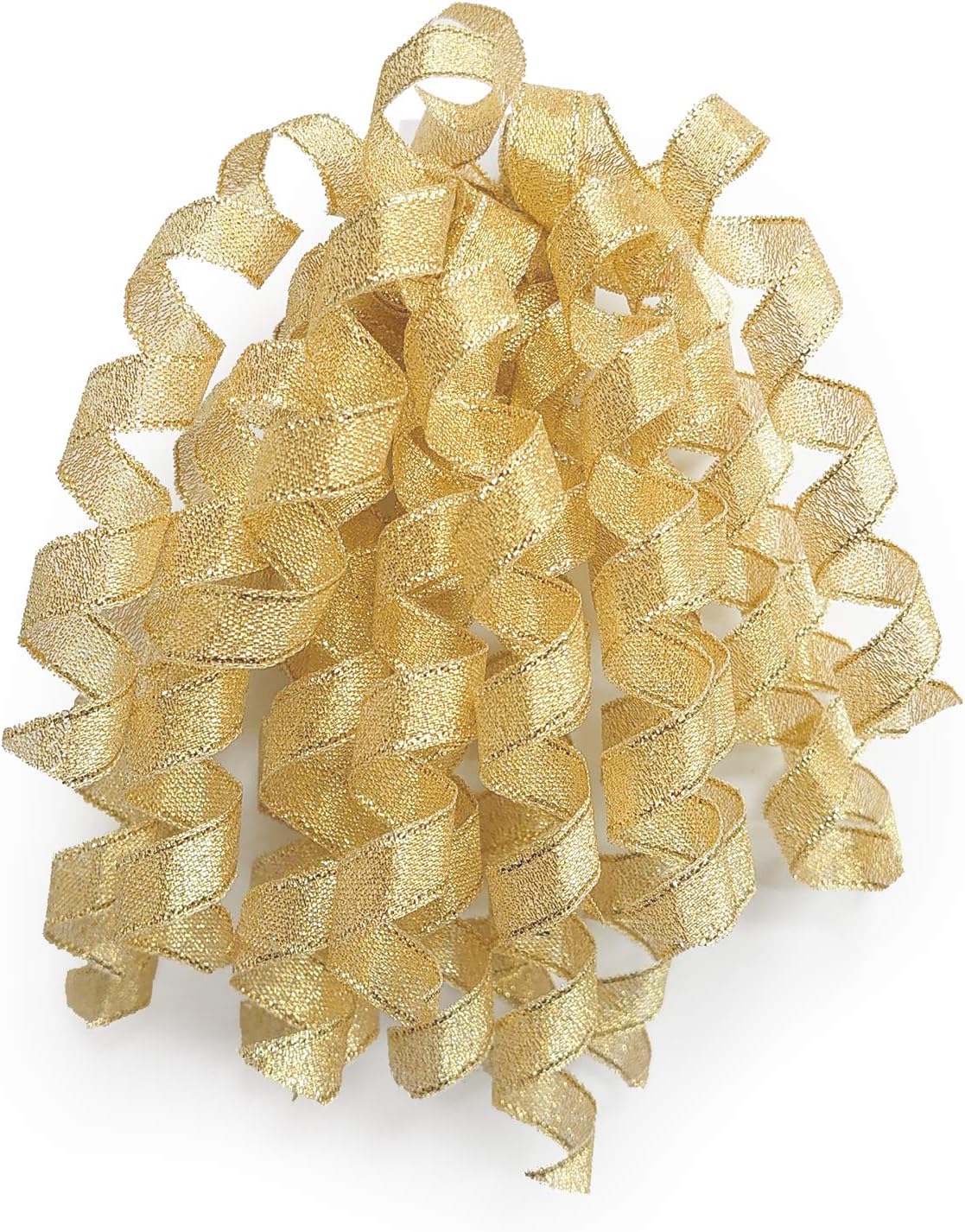 CT CRAFT LLC Gold Metallic Curly Ribbon Bow 6" Long x 6 Counts Gift Wrapping Pre-Tied Self-Adhesive Tab for Birthday Present Box Wine Bottle Baby Shower Party Christmas Hanukah