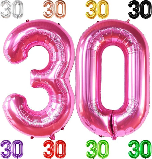 Katchon, Hot Pink 30 Balloon Numbers - Huge, 40 Inch | Foil Balloon for 30th Birthday Decorations for Women, Girls | Pink 30 balloon For Happy Anniversary Decorations