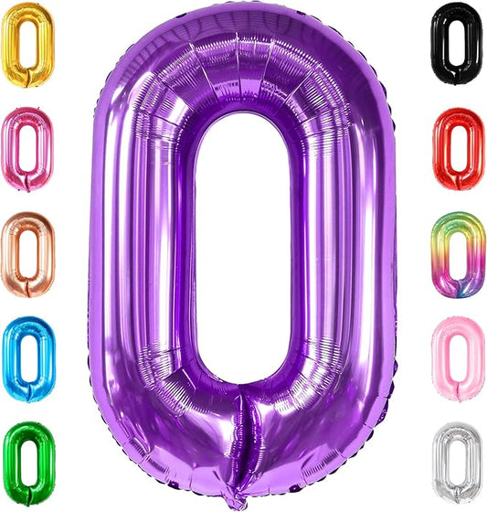 Giant, Purple 0 Number Balloons - 40 Inch | Pair 0 Digit Balloon to Other Number | Purple 0 balloon number for Birthday Party Supplies | Purple number 0 balloon for Mermaid Theme Birthday Decorations