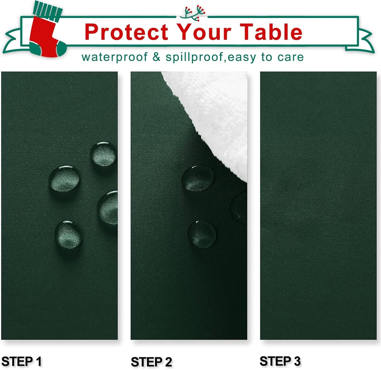 Hiasan Square Tablecloth - Waterproof and Spillproof Washable Fabric Table Cloth for Dining Room Kitchen, 60 x 60 Inch, Hunter Green