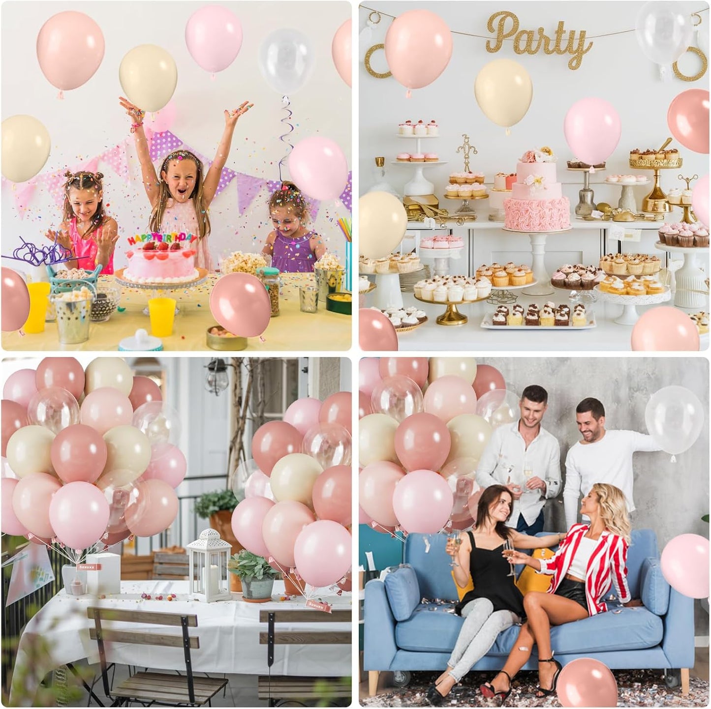 Dusty Pink Balloons, 12 Inch Pastel Pink Balloons, Blush Macaron Orange White Transparent Latex Balloon for Girl Baby Shower Gender Reveal Romantic Wedding Engagement Party Decorations