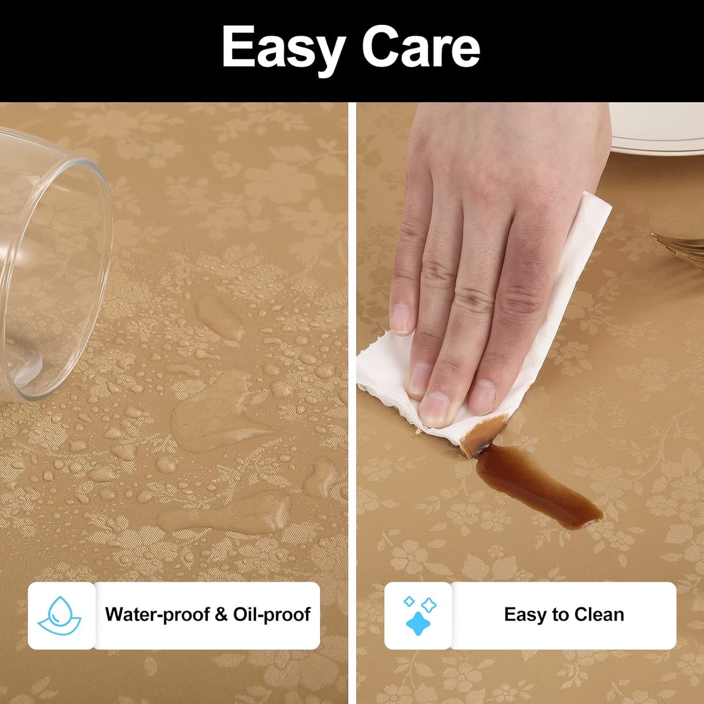 Smiry Rectangle Table Cloth, Waterproof Heavy Duty Vinyl Tablecloths, Wipeable Washable Table Cover for Kitchen and Dining Room (Brown, 54" X 78")