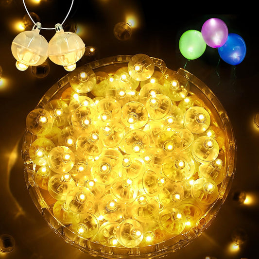 ZGWJ 100Pcs Balloon Lights with Lanyard, Balloons Light for Party Decorations,Paper Lantern,Easter Eggs,Birthday Party,Halloween Christmas Decoration(Glow steadily Warm White)
