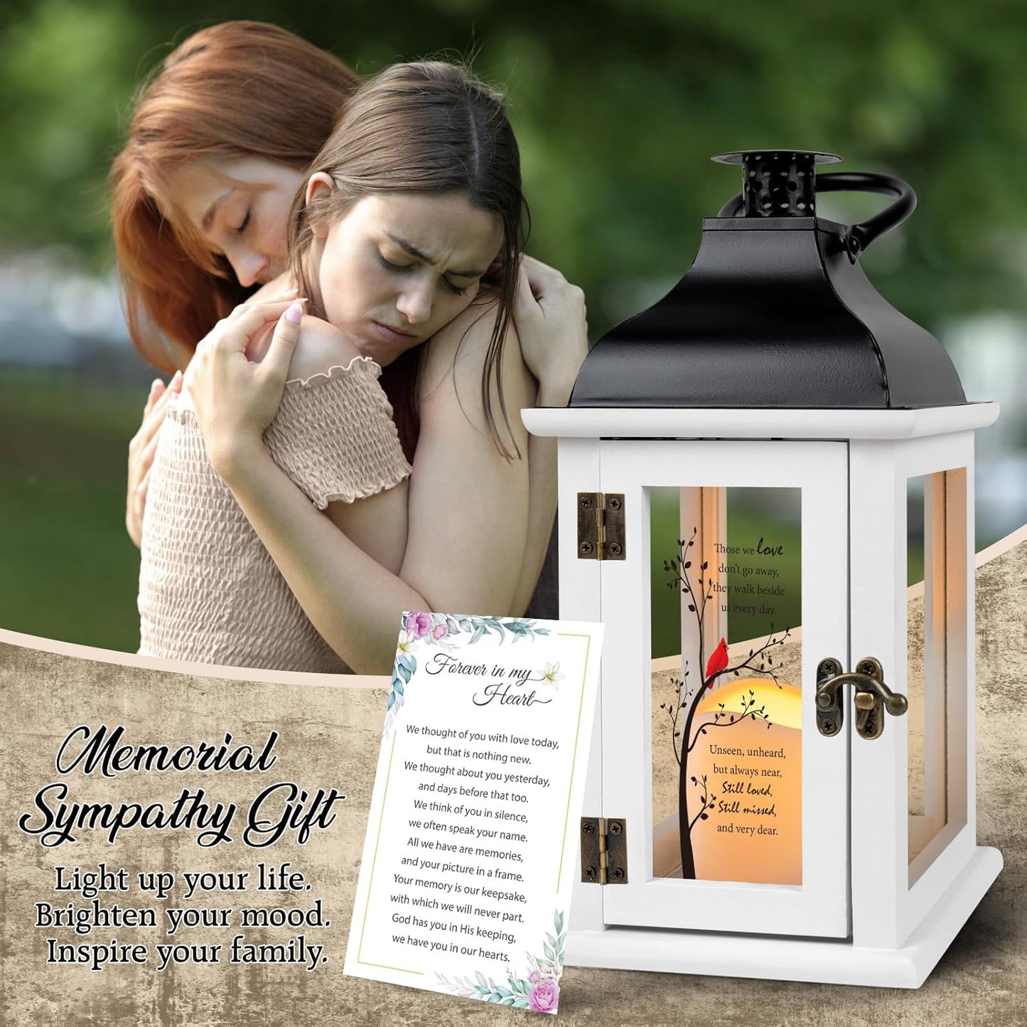 Memorial Lantern - Bereavement Sympathy Gifts for Loss of Loved One Memorial Gifts for Loss of Mother Loss of Father Remembrance Gifts Thoughtful Funeral Gifts with LED Candle and Remote