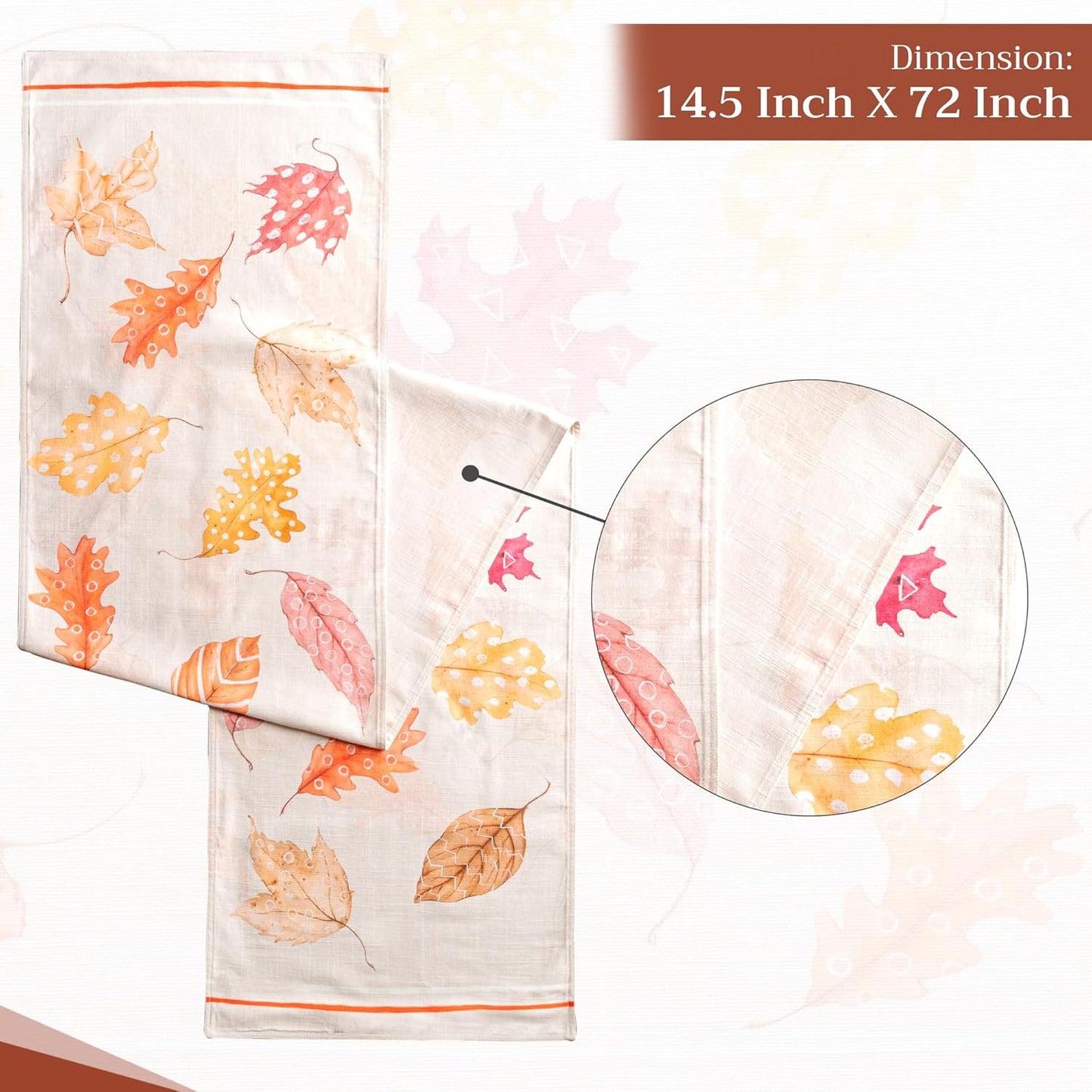 Maison d' Hermine Table Runner 100% Cotton Double Layer Table Runners 72 inches Long for Thanksgiving Christmas Decorations Home Kitchen Dining Party Wedding (Colours of Autumn, 14.5" x 72")