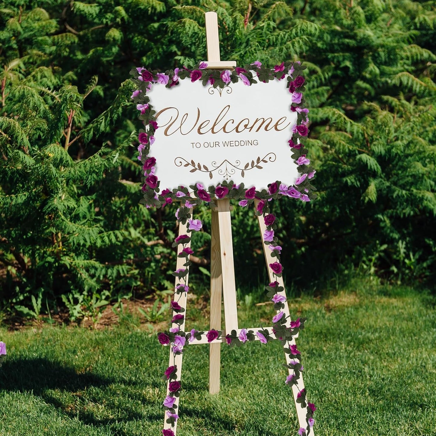 2 Pcs 16.5 Ft Flower Garland Rose Vines, Rose Garland for Decoration, Flower Vine for Bed Room Table Birthday Wedding Party Garden Wall Decor