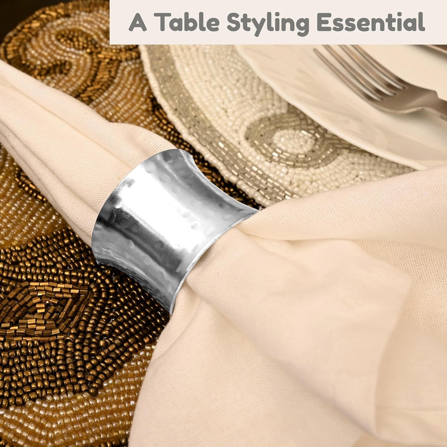 Metal Napkin Rings Set of 12 - Silver Drum-Shaped Handcrafted Serviette Holders for Dinners, Holidays, Weddings, Family Gatherings - Elegant Aluminum Table Decor for Everyday Use - ALPHA Living HOME