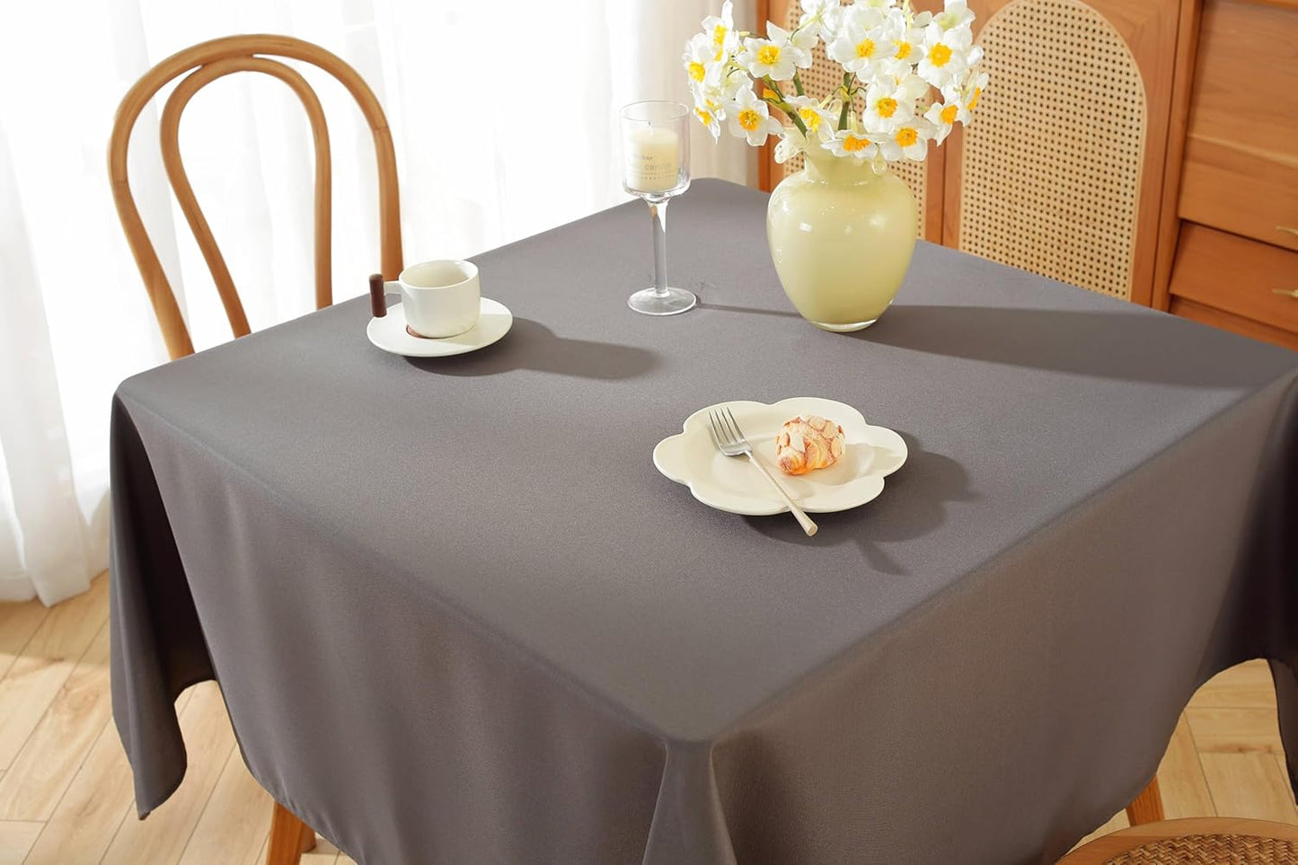 Craft And Party 2 Pack Square Tablecloth 54 x 54 Inch Charcoal Tablecloth, Polyester Fabric Washable Table Cloth for Home, Party, Wedding or Restaurant Use.